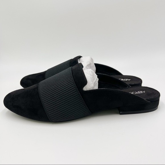 Aerosoles Womens Size 9.5 Look Out Black Fabric Microsuede Slides‎ Mules Shoes - Picture 7 of 16